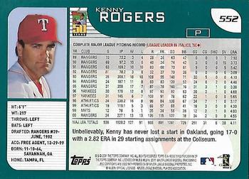 2001 Topps - Home Team Advantage #552 Kenny Rogers Back