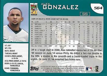 2001 Topps - Home Team Advantage #564 Alex Gonzalez Back