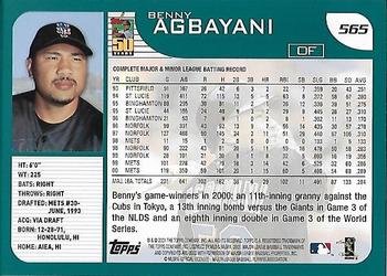 2001 Topps - Home Team Advantage #565 Benny Agbayani Back
