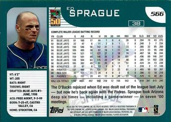 2001 Topps - Home Team Advantage #566 Ed Sprague Back