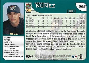 2001 Topps - Home Team Advantage #568 Abraham Nunez Back