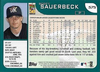 2001 Topps - Home Team Advantage #575 Scott Sauerbeck Back