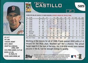 2001 Topps - Home Team Advantage #585 Frank Castillo Back