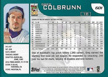 2001 Topps - Home Team Advantage #601 Greg Colbrunn Back
