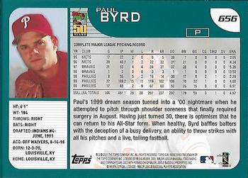 2001 Topps - Home Team Advantage #656 Paul Byrd Back