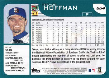 2001 Topps - Home Team Advantage #664 Trevor Hoffman Back