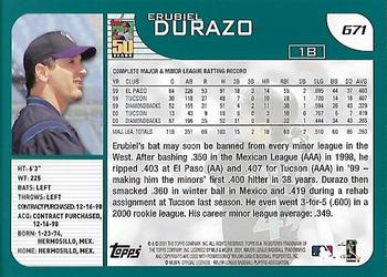 2001 Topps - Home Team Advantage #671 Erubiel Durazo Back