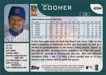 2001 Topps - Home Team Advantage #694 Ron Coomer Back