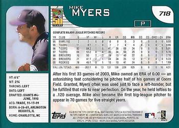 2001 Topps - Home Team Advantage #718 Mike Myers Back