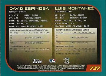2001 Topps - Home Team Advantage #737 David Espinosa / Lou Montanez Back