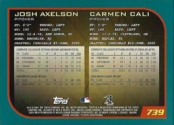 2001 Topps - Home Team Advantage #739 Josh Axelson / Carmen Cali Back