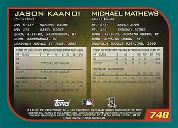 2001 Topps - Home Team Advantage #748 Jason Kaanoi / Michael Matthews Back