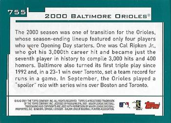 2001 Topps - Home Team Advantage #755 Baltimore Orioles Back
