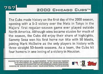 2001 Topps - Home Team Advantage #757 Chicago Cubs Back