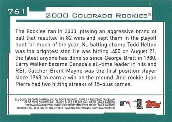 2001 Topps - Home Team Advantage #761 Colorado Rockies Back