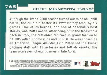 2001 Topps - Home Team Advantage #768 Minnesota Twins Back