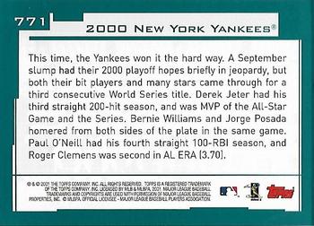 2001 Topps - Home Team Advantage #771 New York Yankees Back