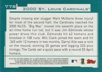 2001 Topps - Home Team Advantage #778 St. Louis Cardinals Back