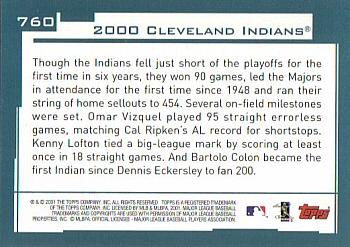 2001 Topps - Home Team Advantage #760 Cleveland Indians Back