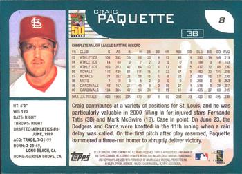 2001 Topps - Limited #8 Craig Paquette  Back