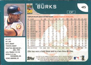 2001 Topps - Limited #45 Ellis Burks  Back