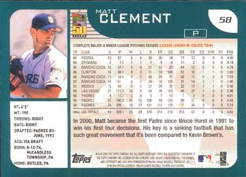 2001 Topps - Limited #58 Matt Clement  Back