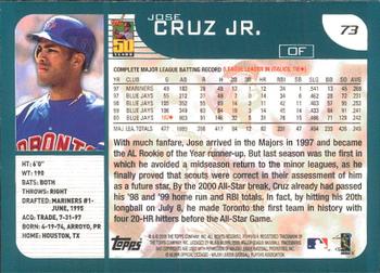 2001 Topps - Limited #73 Jose Cruz Jr.  Back