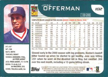 2001 Topps - Limited #102 Jose Offerman  Back