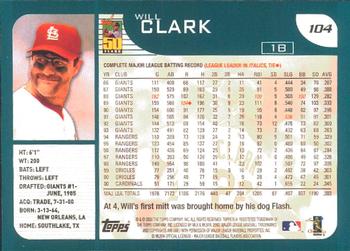 2001 Topps - Limited #104 Will Clark  Back