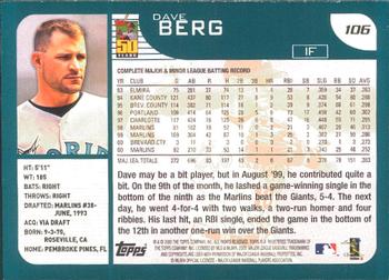 2001 Topps - Limited #106 Dave Berg  Back