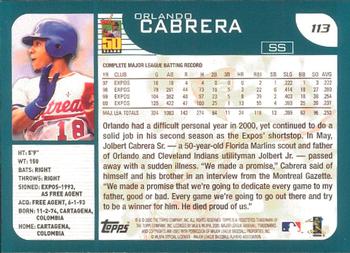 2001 Topps - Limited #113 Orlando Cabrera  Back