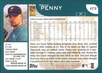 2001 Topps - Limited #173 Brad Penny  Back