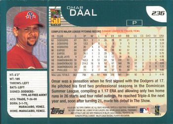 2001 Topps - Limited #236 Omar Daal  Back
