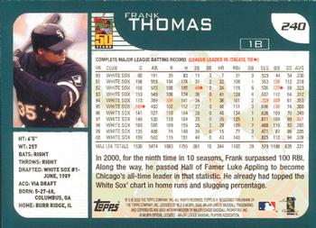 2001 Topps - Limited #240 Frank Thomas  Back