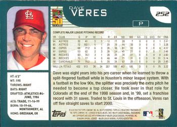 2001 Topps - Limited #252 Dave Veres  Back