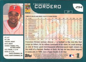 2001 Topps - Limited #294 Francisco Cordero  Back