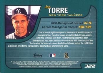 2001 Topps - Limited #322 Joe Torre Back