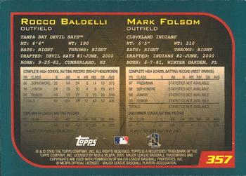 2001 Topps - Limited #357 Rocco Baldelli / Mark Folsom  Back