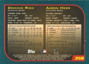 2001 Topps - Limited #358 Dominic Rich / Aaron Herr  Back