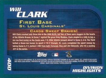 2001 Topps - Limited #400 Will Clark Back