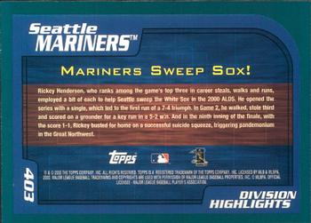2001 Topps - Limited #403 Seattle Mariners Back