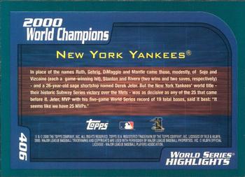 2001 Topps - Limited #406 New York Yankees Champs  Back