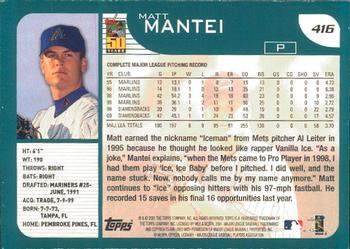 2001 Topps - Limited #416 Matt Mantei  Back