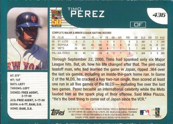 2001 Topps - Limited #436 Timo Perez  Back