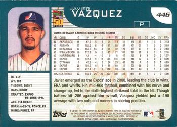 2001 Topps - Limited #446 Javier Vazquez  Back