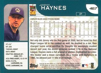 2001 Topps - Limited #467 Jimmy Haynes  Back