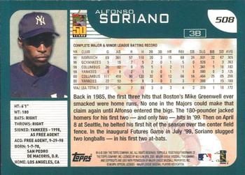 2001 Topps - Limited #508 Alfonso Soriano  Back