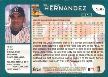 2001 Topps - Limited #536 Orlando Hernandez  Back