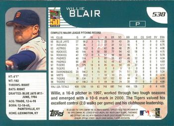 2001 Topps - Limited #538 Willie Blair  Back