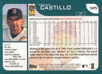 2001 Topps - Limited #585 Frank Castillo  Back